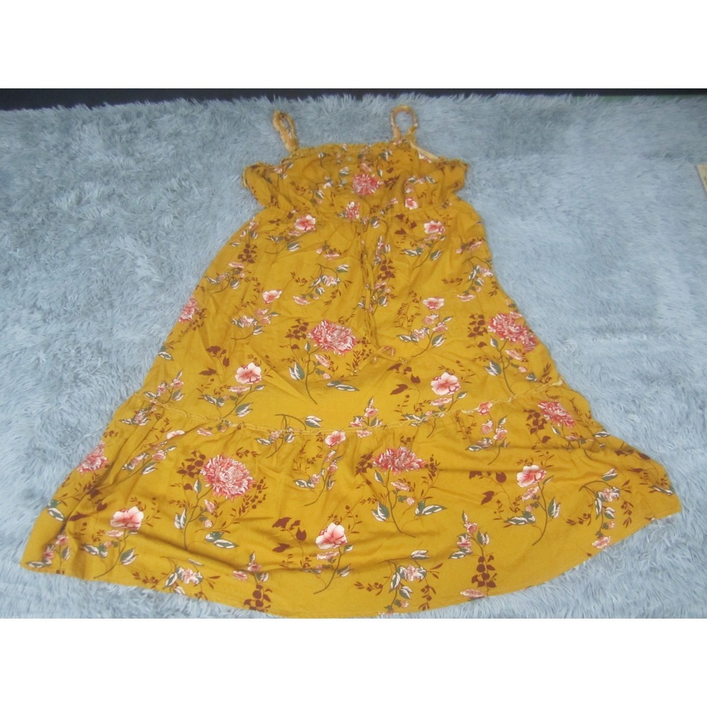 Mustard Floral Spaghetti-Strap Sundress